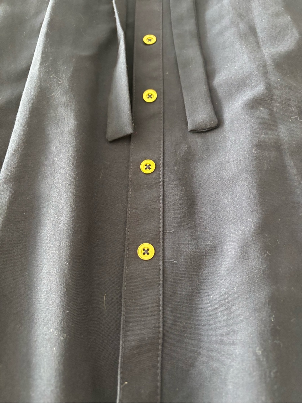 Sharagano Navy Button-Front Midi Dress with Tie Waist - Picture 3 of 7